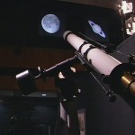 Zeiss refractor telescope spotting a moon slide